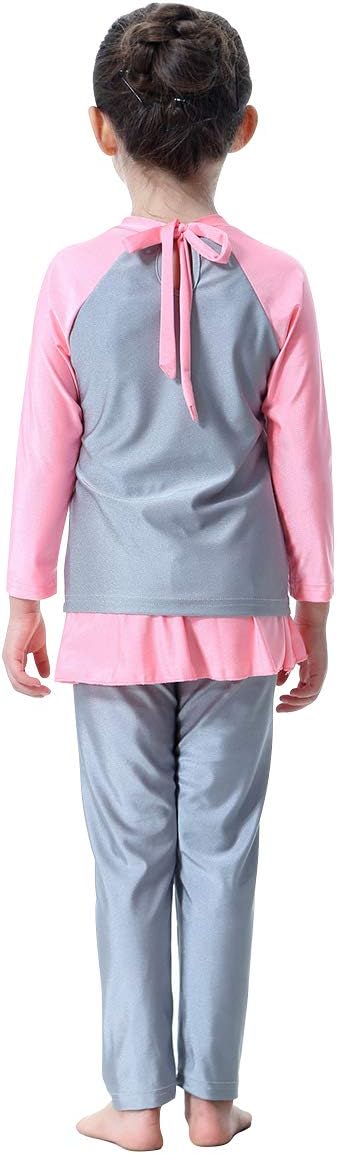 ODIZLI Girls Full Cover Hijab Burkini Swimsuit Modest Muslim Long Sleeve Swimwear Bathing Suit