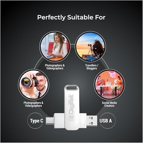 Image of Digitek (DDUD 32G V3.0) Metal Body 32GB Storage 3.0V Dual Drive Flash Drive, USB-A & Type-C, Pen Drive, Magnetic, X-Ray & Temperature Resistant, Use with Smartphones, Tablets, Macs & USB-A Computers