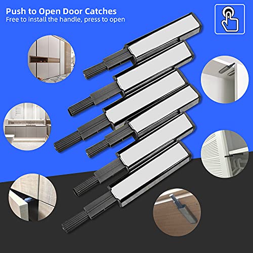 Push to Open Door Catches, KANOSON 6 Pack Touch Cupboard Latch with Magnetic Tip, Heavy Duty Magnetic Push Latch/Push Open Door Catches/Release Latch for Doors Cabinets Cupboard Closure Closer