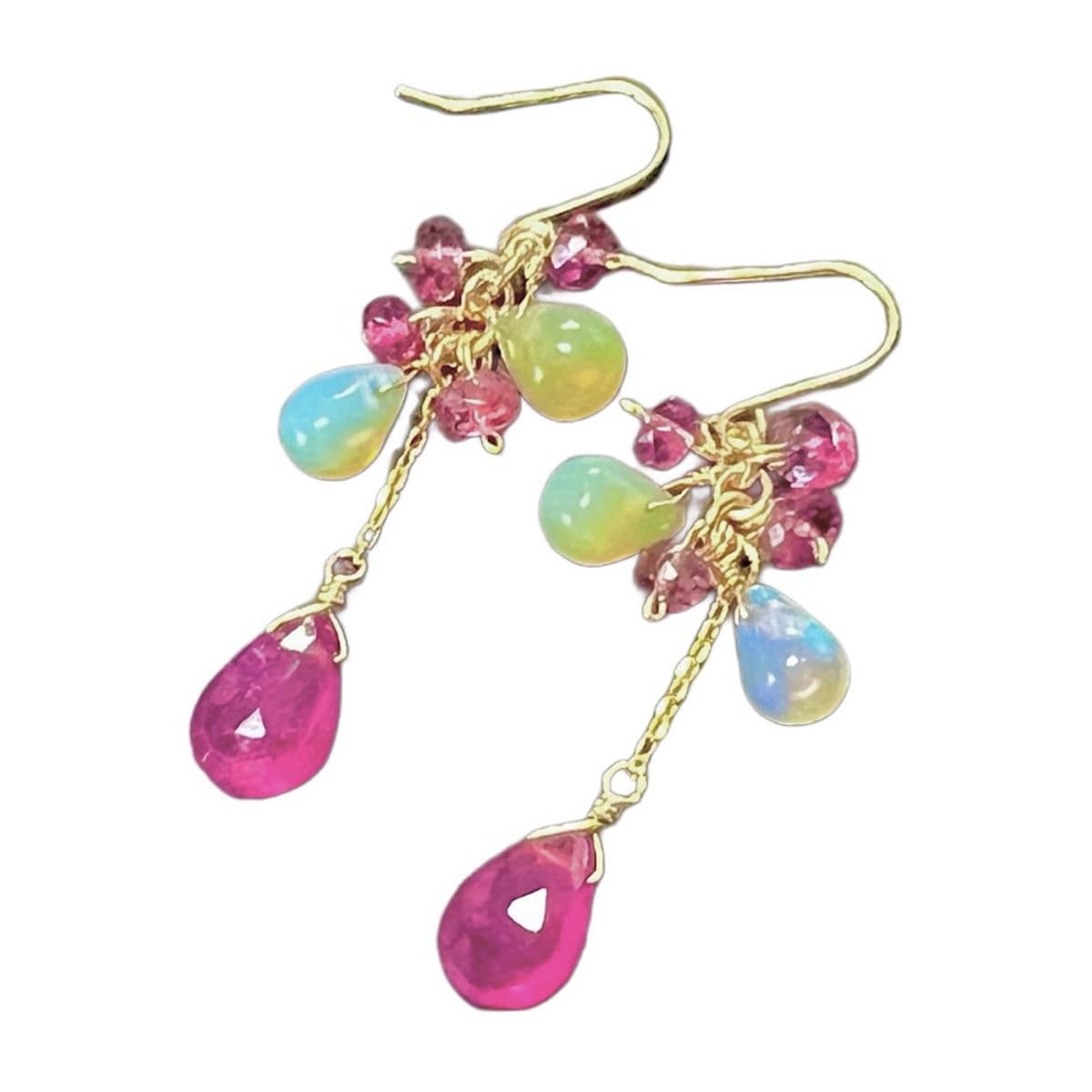 Amazon | 【Rvaru】 K18ピアス ルビー ドロップ ピンクトルマリン  