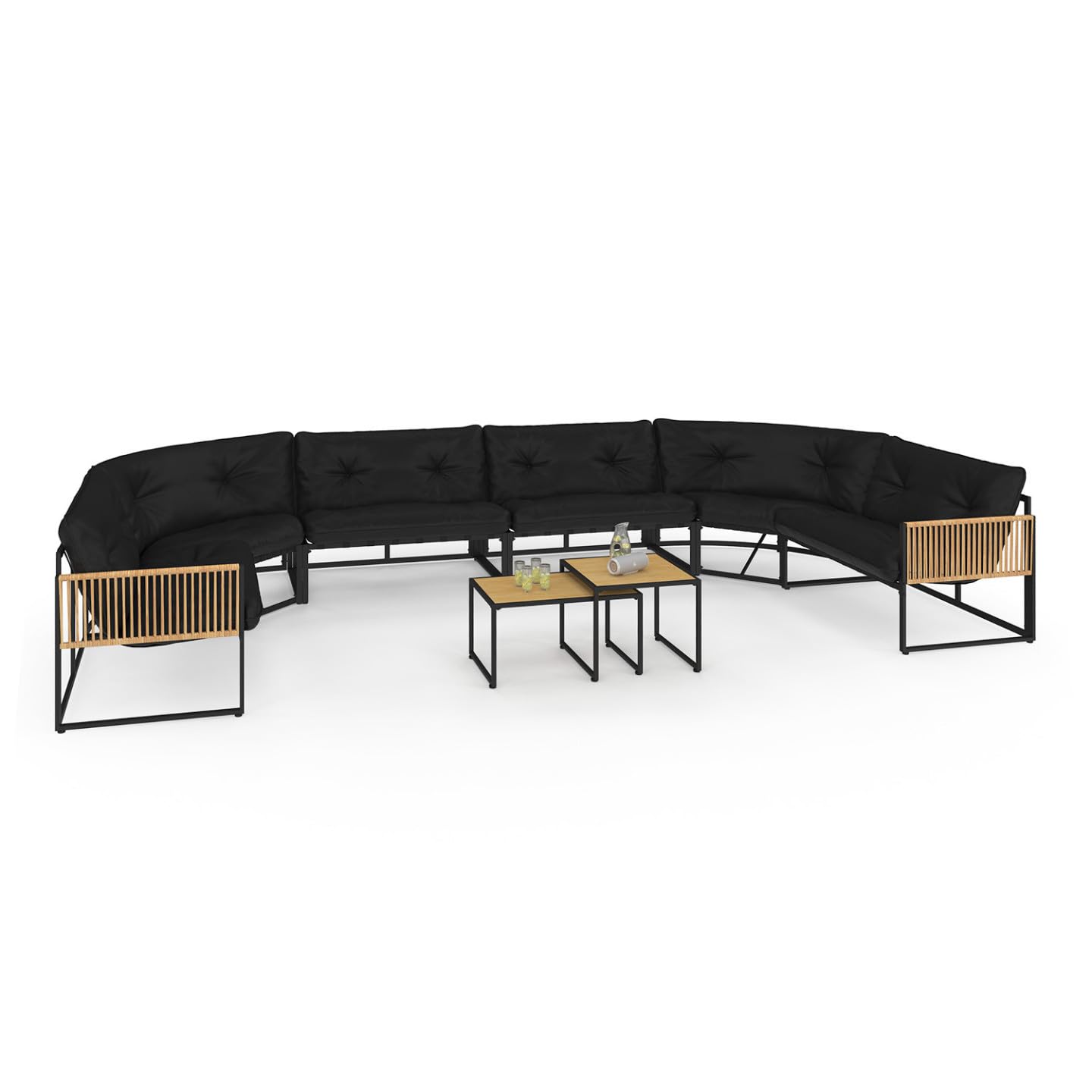 IDMarket - Salon de Jardin Bas Rio 12 Places Salon d'angle