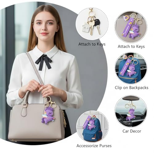 Image of Neel @Silicon Cute 3D Rubber PVC Unicorn Cartoon keychain with Strap Charm & Metal Hook,Silica Gel Key Ring Best Gift For Women, Men, Girls and Boy | School Bag car bike Fashion