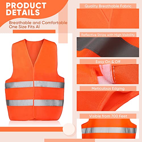 60 Packs Safety Vests Pack High Visibility Construction Vests Reflective Breathable Working Vests With 2 Reflective Strips For Men Women Outdoor Traffic Work Surveyor Security Guard (Orange) #TOP2