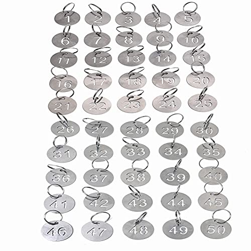 Amazon | ドア番号タグ クローク 番号札 1-50番 キーラベルタグ