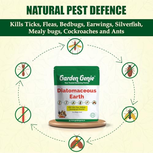 Garden Genie 100% Natural Diatomaceous Earth Powder | Insect Control Powder for Plants | Effective Against Cockroach, Bedbugs, Ants etc | Organic Pest Control for Your Home & Garden - 380g