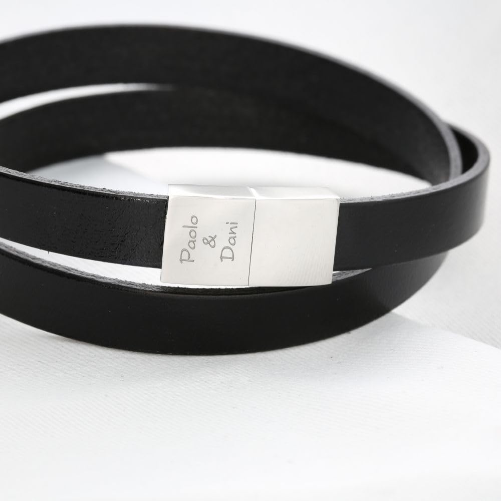 Armband Herren Gravur Leder braun Mann Leder Armband Koordinaten Männer Armband Text Männer Geschenke Herrenschmuck Namen Männerschmuck | HANDMADE IN GERMANY