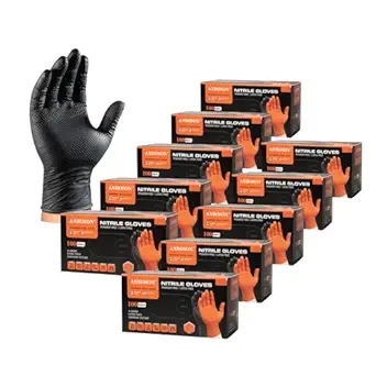 10mil Nitrile-Gloves Disposable-Black Chemical-Resistant Rubber - Mechanic Gloves Heavy Duty, Latex Free, Diamond Grip (1000, xlarge)