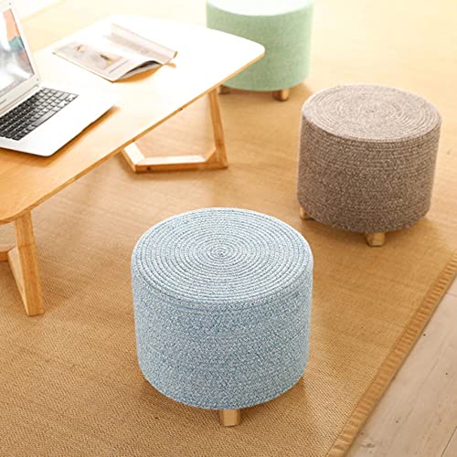 Repose-Pieds Rond en Fil de Coton Bleu Lac 30x31 cm - 3