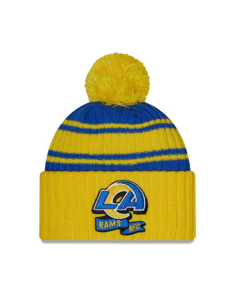 New Era Men's Yellow Los Angeles Rams Nfl 2022 Sideline Sport Knit Blue Beanie - One-Size