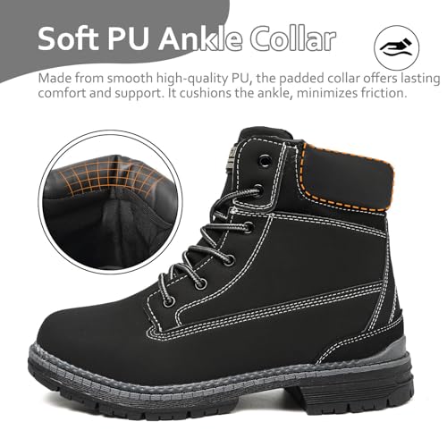 ziitop Women's Combat Ankle Boots Waterproof Fashion Casual Lace Up Low Heel Fall Boots Ladies Anti-Slip Lightweight Outdoor Work Booties3