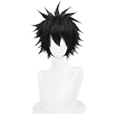 Cosplay Wig Short Rock Spiky Straight Dark Black Heat Resistant Synthetic Hair 30cm Anime Hair