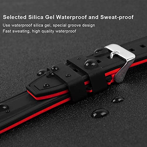Narako Quick Release Silicone Watch Bands Divers Model Replacement Rubber Watch Strap 20Mm 22Mm 24Mm 26Mm Waterproof Dot Bicolor Silver Buckle For Men And Women Sport (24Mm, Red) #TOP5