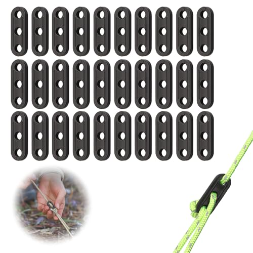 30 Stück Seilspanner Zeltleinenspanner, Schnurspanner 3-Loch Kunststoff, Planenspanner Zeltspanner für Camping Outdoor Picknick Zelt Zubehör