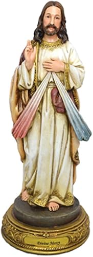 Gigi's Classy Kids Figura de estatua de la Divina Misericordia de 8" con base en tono dorado Divina Misericordia Estatua Figura Imagen