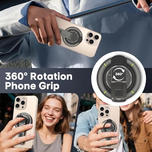 Image of Suicune Magnetic Phone Hand Holder with Double-Sided Magnet & Removable Design, Adjustable Kickstand and 360 Rotation, Compatible for All Phones and Universal Smartphone Desk Stand