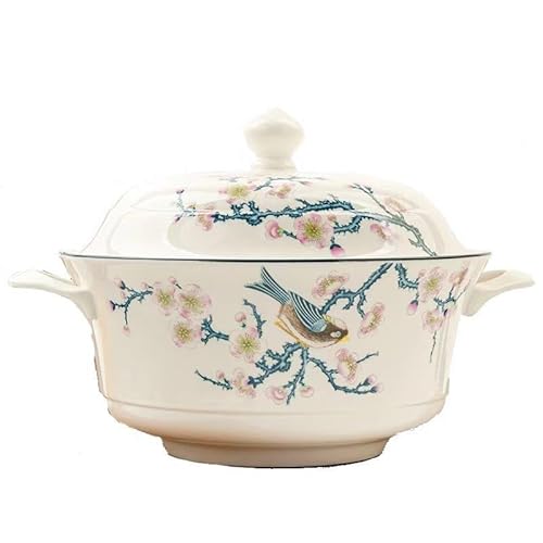 Ciotola for zuppa in ceramica, ciotola for microonde, zuppiera in ceramica grande da 2700 ml con coperchio for feste che mangiano decorazioni for la casa divertenti, 95 once, adatta al microonde e al