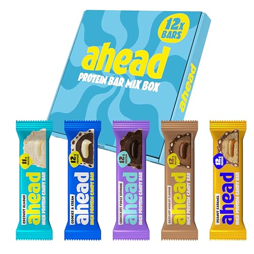 ahead Protein Riegel | Mix Box | 12 x 45g Extra softer Protein Riegel mit cremigem Kern | Low Carb Eiweißriegel ohne Zuckerzusatz & ohne Palmöl ahead Protein Riegel | Mix Box | 12 x 45g Extra softer Protein Riegel mit cremigem Kern | Low Carb Eiweißriegel ohne Zuckerzusatz & ohne Palmöl