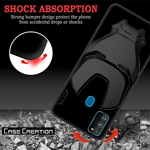 Image of COVERLY Official 3D Smooth Feel Avenger Logo Mask Soft Rugged Grip Iron Man Engraved Cartoon Movie Engraved Silicone Rubber Matte Back Cover for Samsung Galaxy M31 (2020) - Black