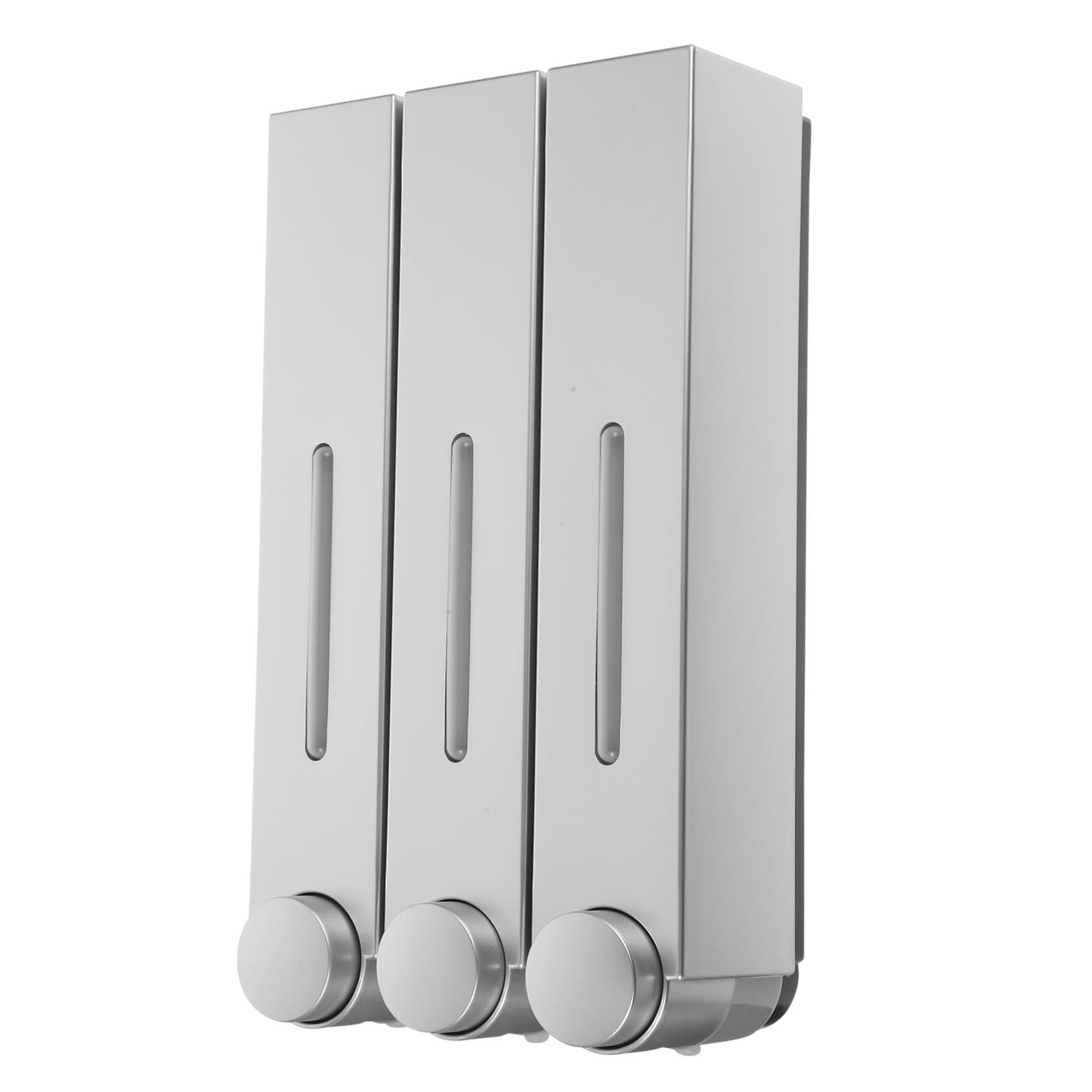 Alipis Dosatore Sapone da Parete a 3 Scomparti, Design a 3 Testine, Abs e Pvc, Argento, per Bagno e Doccia