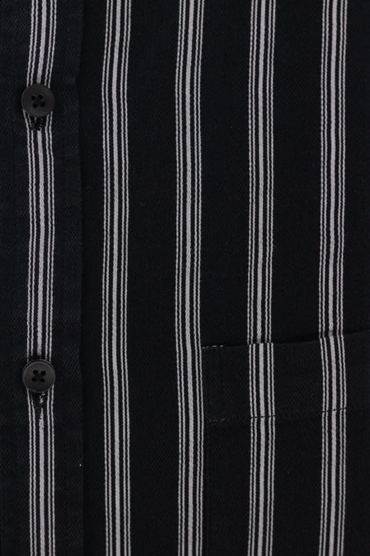 Image of 7-DAYS Men's Premium Striped Shirt - 100% Cotton, Tailored Fit (Between Slim & Regular), Full Sleeve, with Pocket - Smart Office & Casual Look