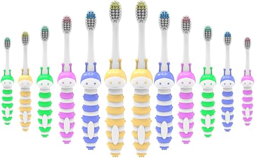 Colincie A los niños les gusta el cepillo de dientes de dibujos animados, diseño de abeja, cerdas suaves lindas y divertidas, envueltas