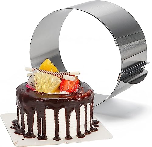 Maggie Baker's Essential: Adjustable Cake Ring (Stainless Steel) - Effortless Baking Perfectly Shaped Cakes, Cheesecakes, Sushi & More