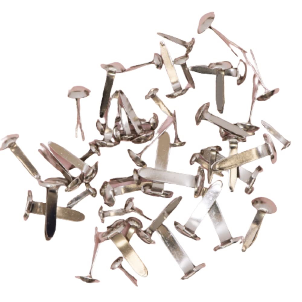 Craftelier - Set of 50 Brads or Binders of Different Sizes | Ideal for Embellishing Labels or Decorating Scrapbooking Projects and Other Crafts | Metallic Silver