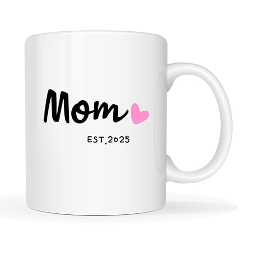 MAUAG Mom Est 2023 Coffee Mug, Mother's Day New Mom Gifts for Women Her, First Time Moms Cup, White 11 Oz