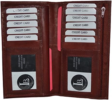 Leatherboss Genuine Leather Checkbook Cover & Credit Card Holder - Men's Wallet