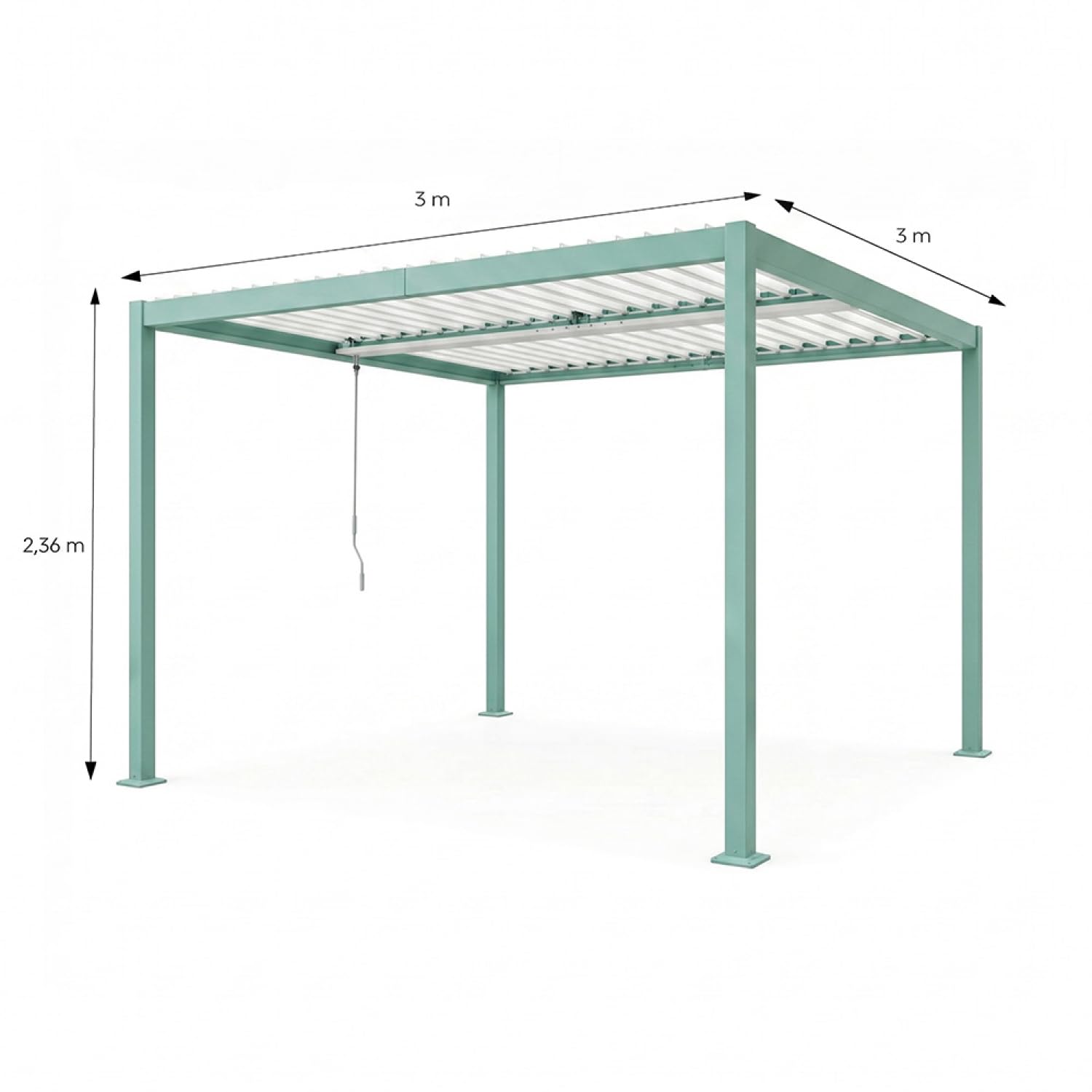 Pergola Bioclimatique Rhodes Aluminium Vert 3x3 m