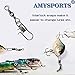 AMYSPORTS Fishing Tackle Barrel Swivel Snap High Strength Snap Swivel Saltwater Stainless Steel Fishing Barrel Snaps Interlock Snaps Freshwater Leader Lure Connnector Accessories 25pcs 123lbs