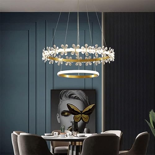 Lustre Suspension Cristal LED Variable, éclairage parfait pour grande table