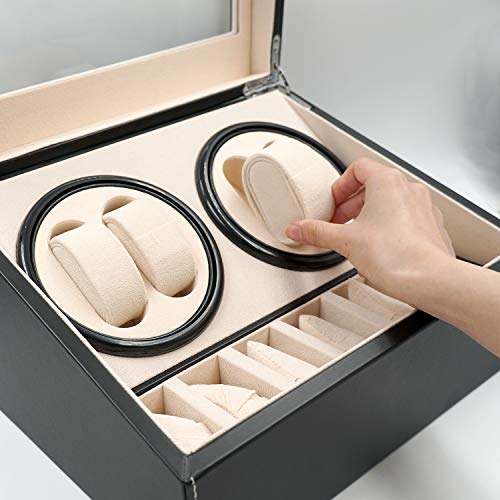 Mcbazel-Automatic-Watch-Winder-Box-with-4-Watch-Winder-6-Extra-Storage-SpaceMultifunction-Organized-Watch-Display-46-Storage