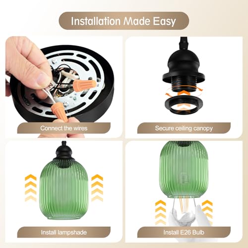 BoostArea Modern Pendant Light Fixtures, Industrial Hanging Ceiling Lamp with Clear Glass Shade, Farmhouse Black Pendant Lighting for Kitchen Island Decor Living Room Hallway Bedroom Dining(2 Pack) - Image 5