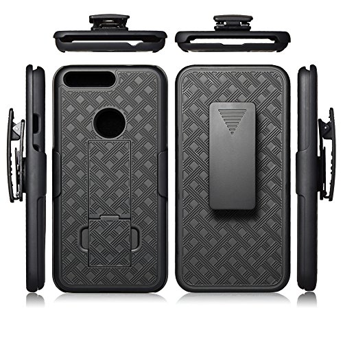MICROSEVEN Google Pixel Case, Black Swivel Slim Belt Clip Holster Armor Protective Case, Defender Cover with Swivel Locking Belt Clip [Kickstand Feature] Compatible Google Pixel (Holster Shell Combo)