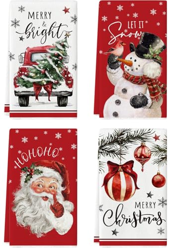 Maiiooliwe Set of 4 Christmas Towels