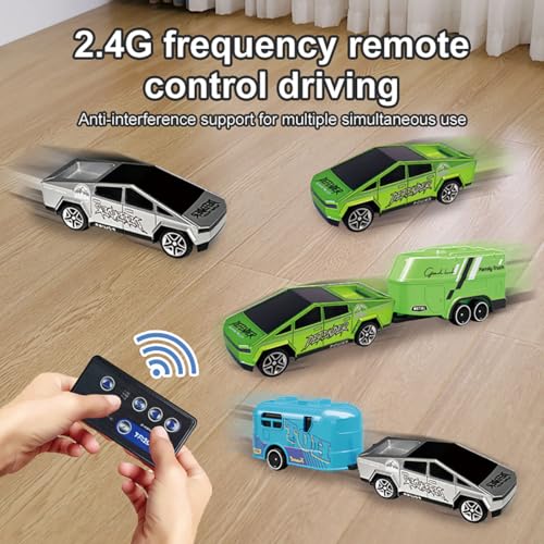 Image of Magicwand R /c Rechargeable【Type-C Charging】 2-in-1 Miniature CyberrTruck with Trailer & Led Lights【1 Random Color Will be Shipped】