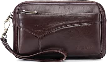 KPYWZER Leather Clutch Purse Wallet Men Wrist Bag