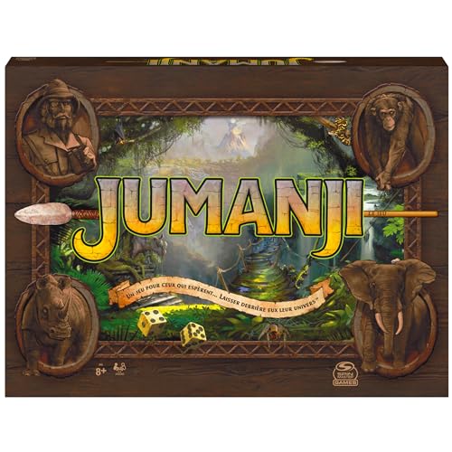 JUMANJI - Retro Nouvelle dition - Jeu de Societe pour Toute La Famille Avec Plateau, Nombreux Defis Et Ambiance Du Film - Spin Master Games - Version Franaise - 6062338 - 8 Ans et +