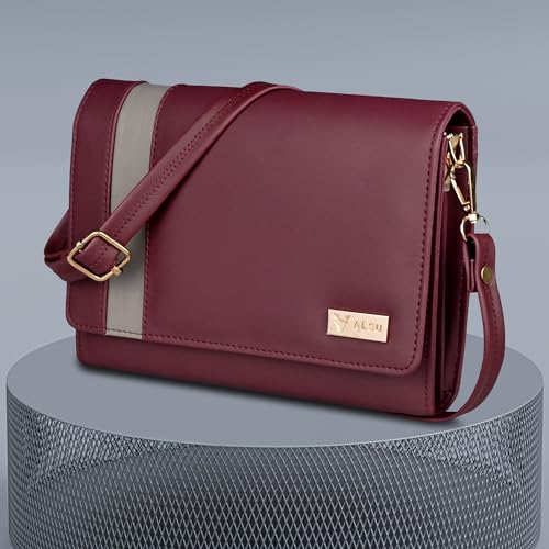 Image of ALSU Women's trendy Sling Bag | handbag | purse | crossbody bag| deattachable straps | adjustable straps |card slots side bag| phone pocket