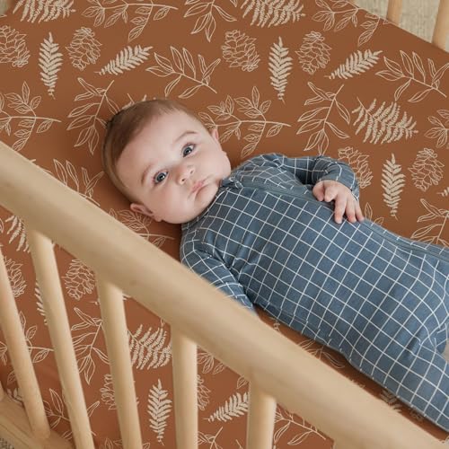 Image of BROLEX Baby Fitted Crib Sheets: Kid Crib Sheets - Set of 2 for Toddler Standard Size Crib Mattress for Boys and Girls - Jersey Knit Crib Bed Sheets Squirrel&Foliage