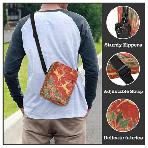 MCHIVER Small Messenger Bag Red Christmas Deer Crossbody Bag for Men Women Fanny Packs Purse for Outdoor Travel Work4