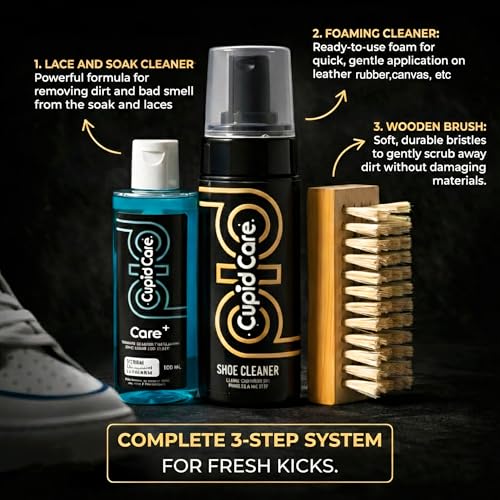 Image of CupidCare Shoe Cleaner Foam (150 ml) with Free Brush & Lace and Soak Cleaner