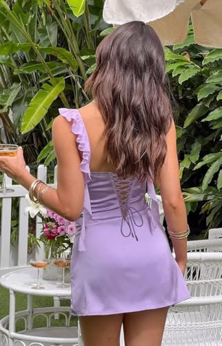 Spaghetti Straps Short Homecoming Dresses for Teens Satin Ruffles Graduation Cocktail Dress3