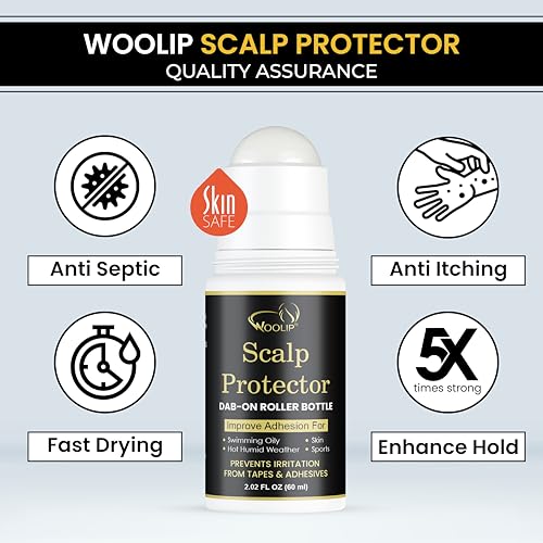 Image of Scalp Protector Dab-On Roller Bottle Lotion - Reduces Irritation from Hair Patch Tape & Wig Adhesive | Anti-Itching, Hygienic Formula | Improves Adhesion & Scalp Comfort (60ml)