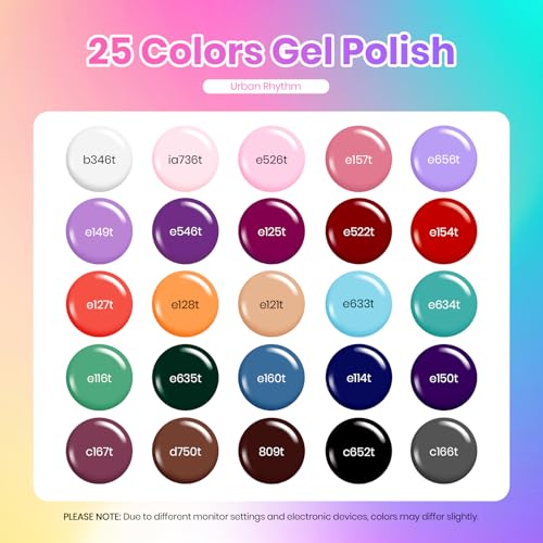 Image of Beetles Gel Nail Polish Set - 25 Colors Pink Red Blue Green Gel with Base & Top Coat Soak Off UV LED Gel Polish Kit for DIY Salon Summer Manicure