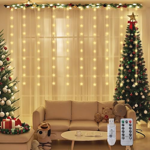 SALCAR LED Lichtervorhang Sterne, 50er Stern LED Lichterkette innen...