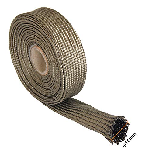 Titanium Fiberglass Heat Wrap Wire Shield Sleeve- 3/5" ID X 10' Adjustable Titanium Exhaust Heat Shield Spark Plug Wire Heat Shield Roll For Car&Auto Wire Loom Brake Line Cable line sleeve protection