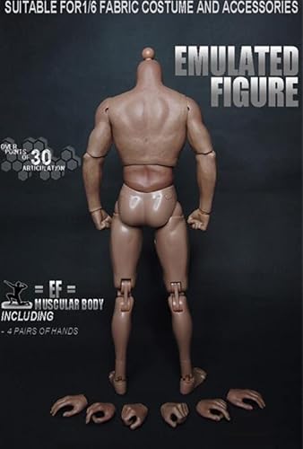 Miniatura 7 de Cuerpo musculoso de 12 pulgadas, figura de acción flexible masculina para esculpir la cabeza a escala 16 tallada