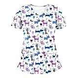 Femme Sexy Chemisier Haut Décontractée en Mousseline de Soie pour Femme à Manches Trois-Quarts Col Rond T-shirt à manches longues, encolure en V, style décontracté, plissé sur le devant, motif floral, tunique / chemisier Henley pour femme
